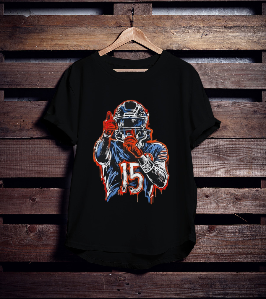 Rome Odunze Chicago Bears Number 15 Football Art Quietly Building T-Shirt