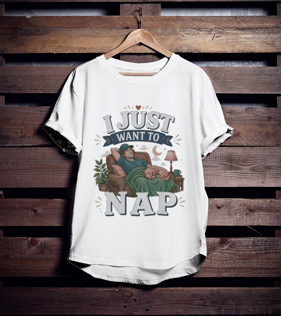 I Just Want To Nap Cozy Scene With Chair And Dog T-Shirt