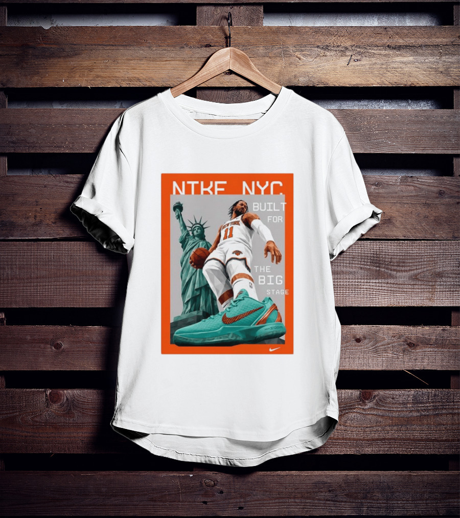 Jalen Brunson New York Knicks NTKE NYC Built For The Big Stage Statue Of Liberty Nike Zoom T-Shirt