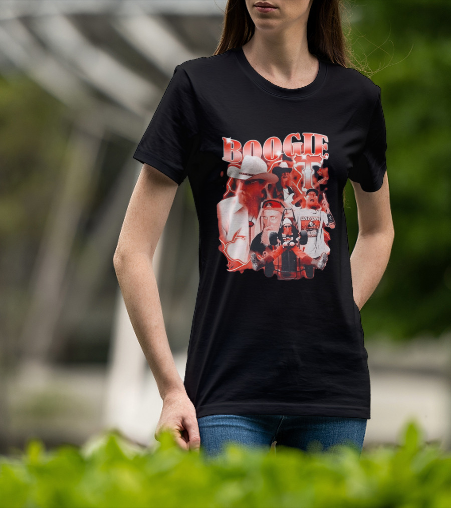 Boogie Get Faced Cowboy Hat Guitar Racing Collage T-Shirt
