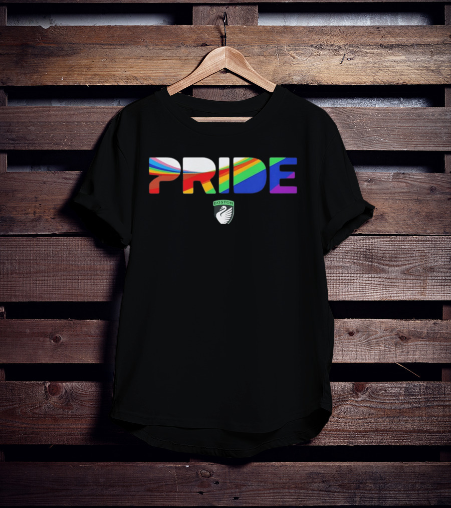 Boston Legacy FC Pride Rainbow Stripes 2026 Swan T-Shirt