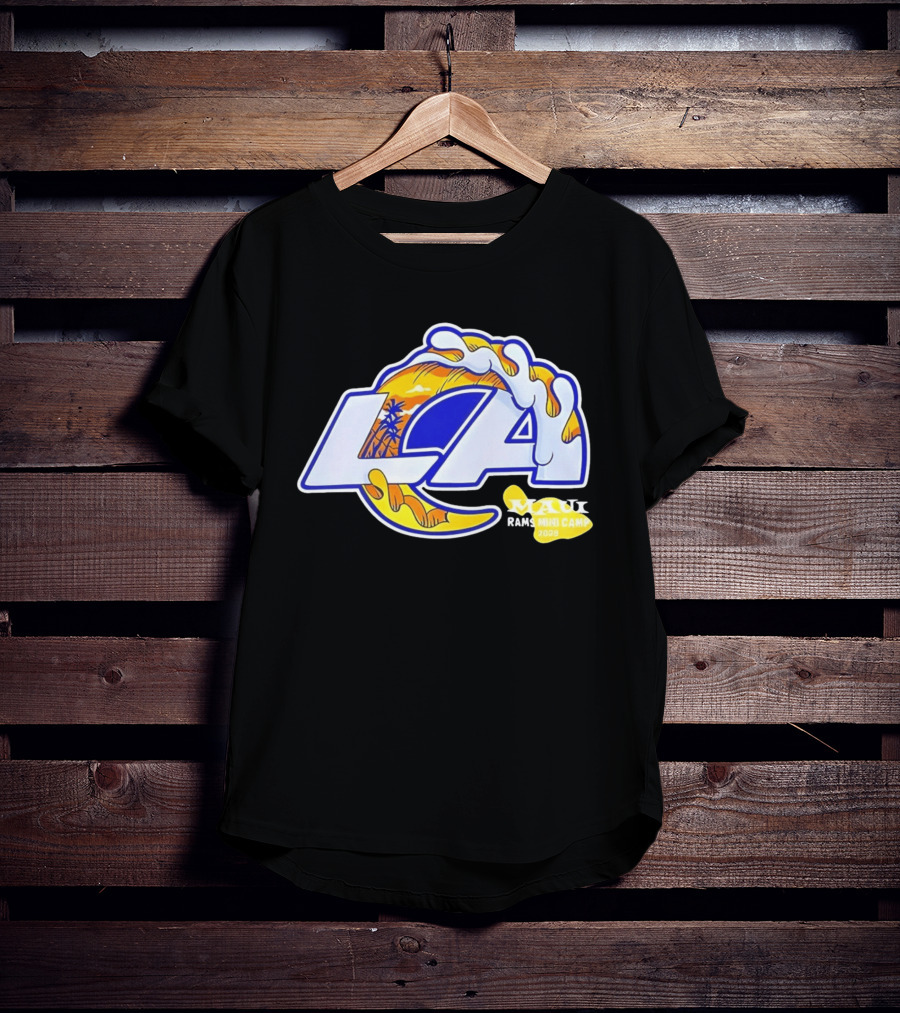 Los Angeles Rams Maui 2026 Minicamp Wave Logo Palm Trees Sun Island T-Shirt