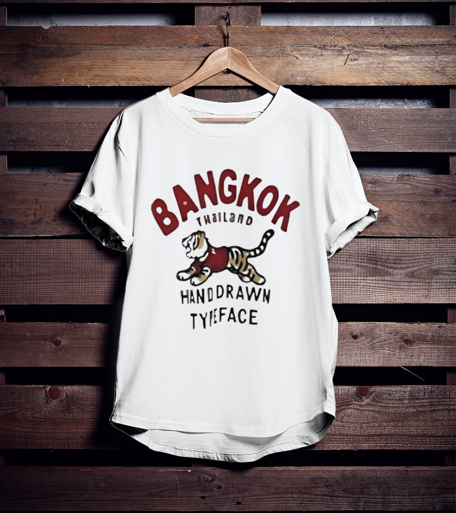 Bangkok Thailand Hand Drawn Typeface Tiger T-Shirt