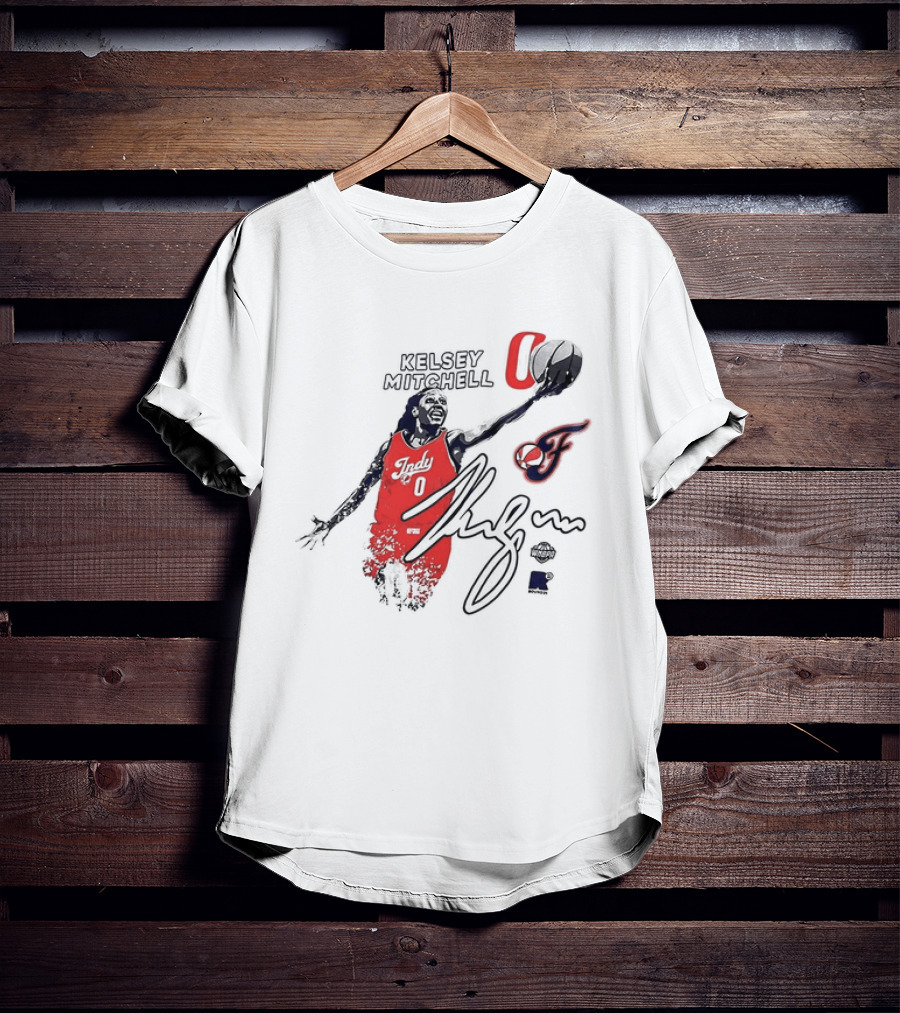 Kelsey Mitchell Indiana Fever WNBPA Round21 Indy 0 Basketball Jersey And Signature T-Shirt