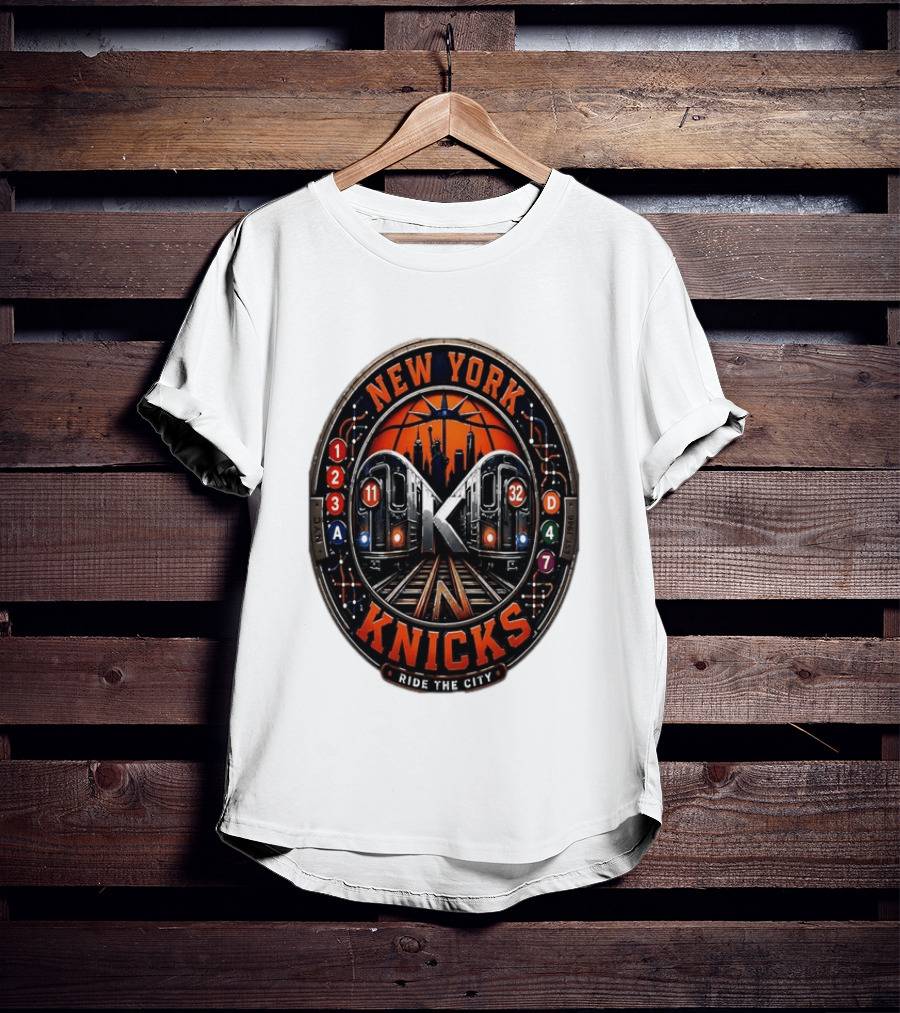 New York Knicks Ride The City Subway Basketball Skyline T-Shirt