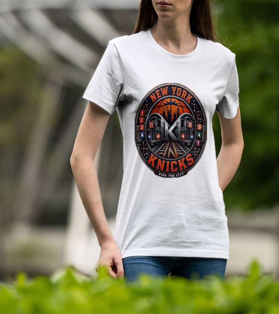 New York Knicks Ride The City Subway Basketball Skyline T-Shirt