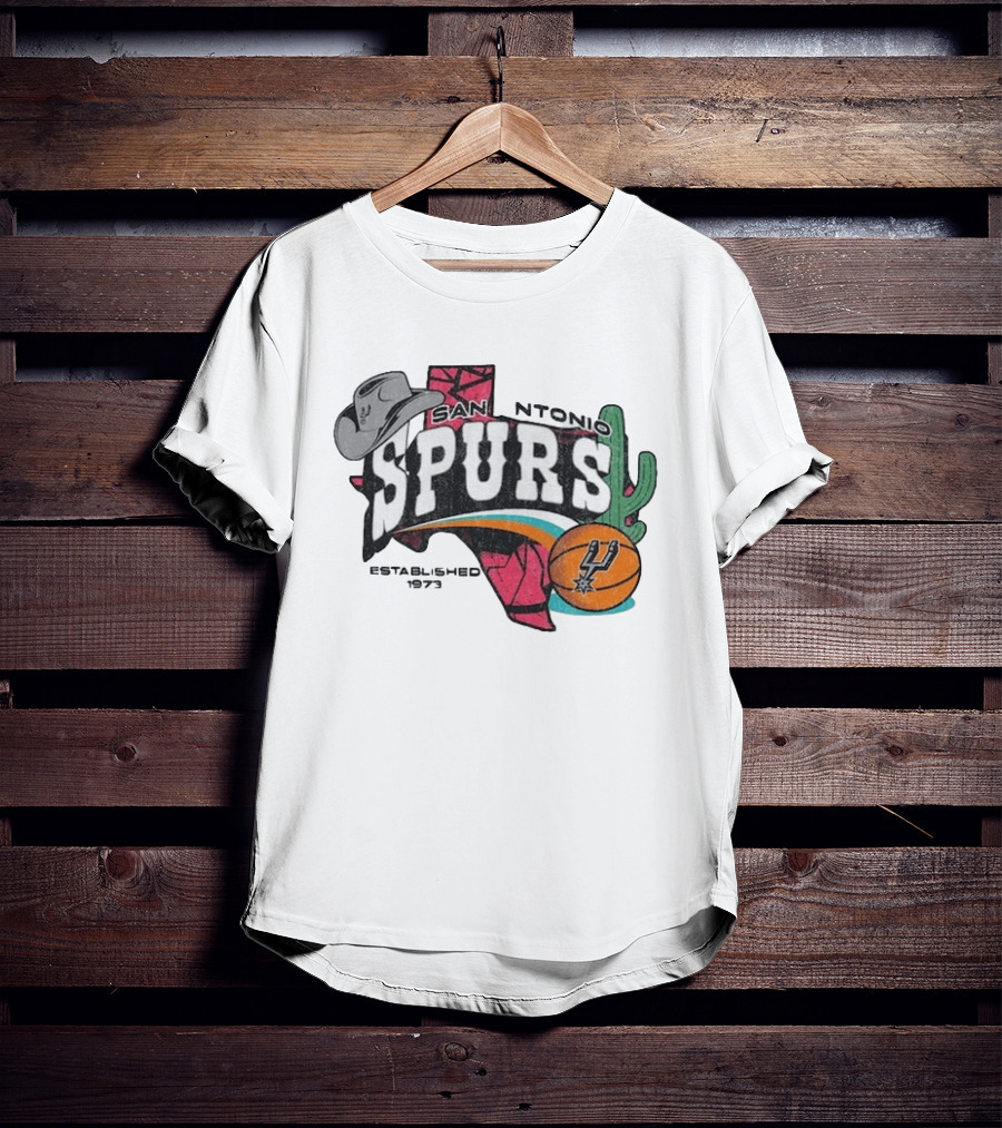 San Antonio Spurs Established 1973 Texas Map Basketball Cactus Cowboy Hat T-Shirt