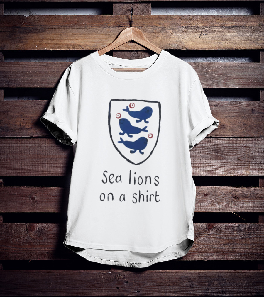 Sea Lions On A Shield Logo England Football Playful T-Shirt