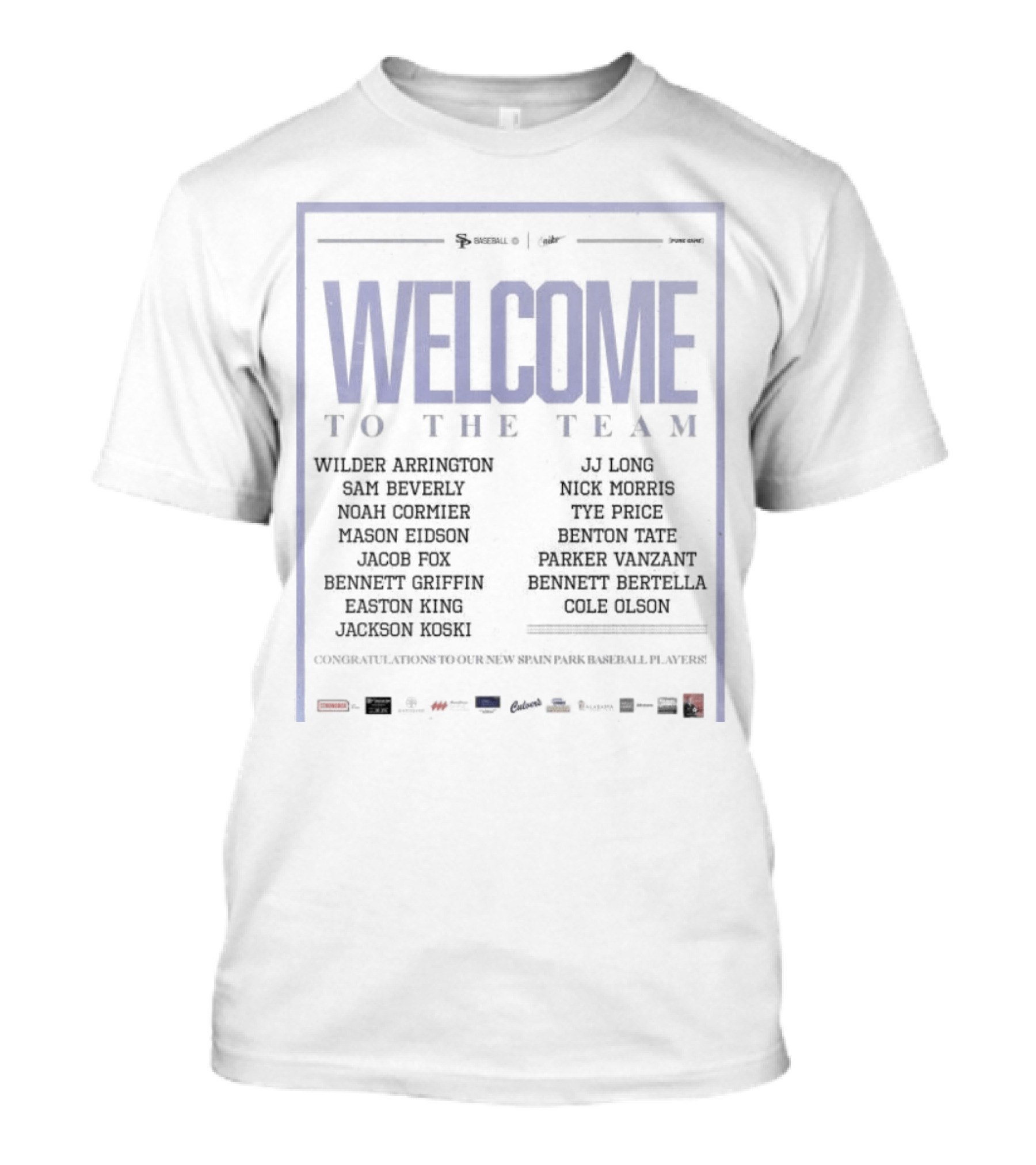 Welcome To The Team Spain Park Baseball Players Names List T-Shirt