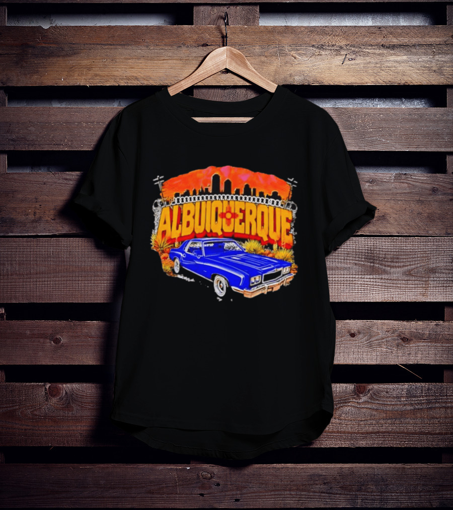 Albuquerque New Mexico Classic Car Skyline Desert Landscape T-Shirt