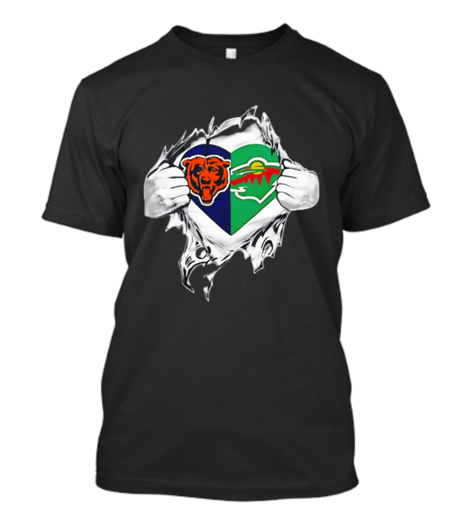 Bears Wild Heart Ripping Open Dual Fans T-Shirt