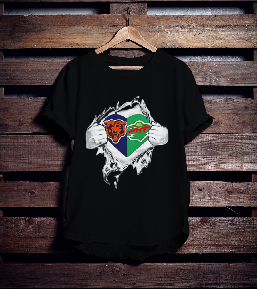 Bears Wild Heart Ripping Open Dual Fans T-Shirt