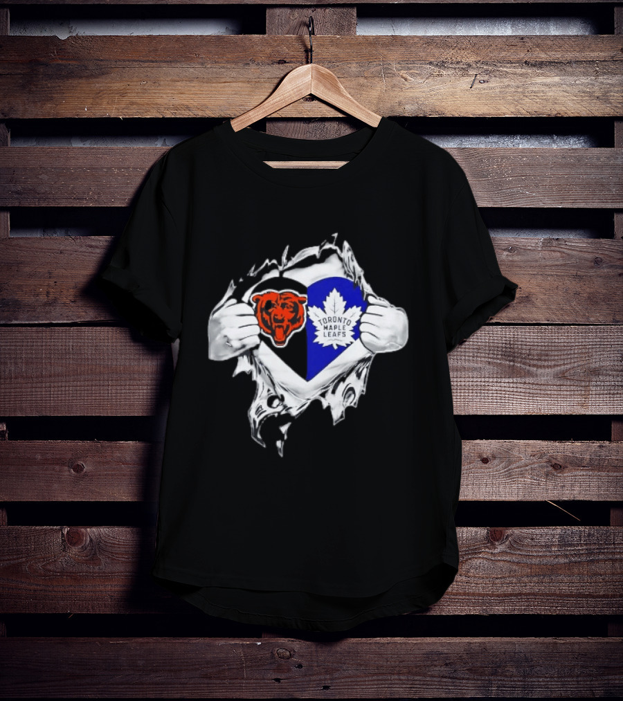 Bears Toronto Maple Leafs Heart Ripping Open Concept T-Shirt