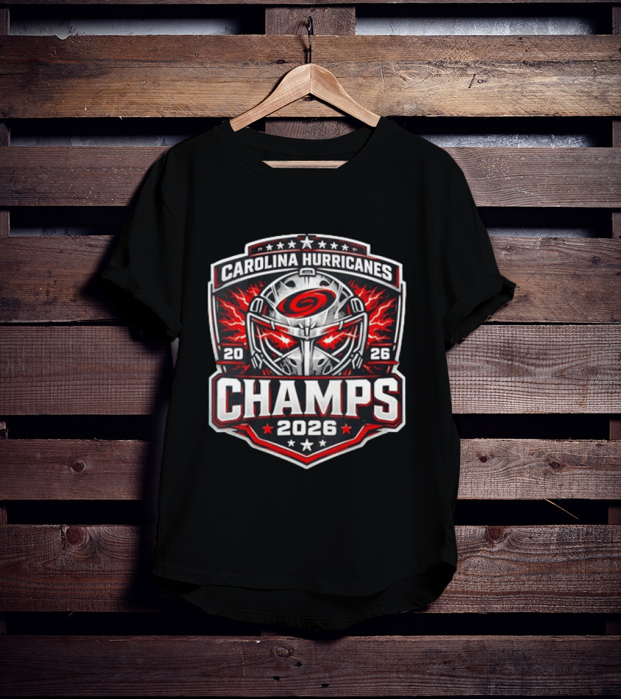 Carolina Hurricanes 2026 Champs Hockey Goalie Helmet T-Shirt