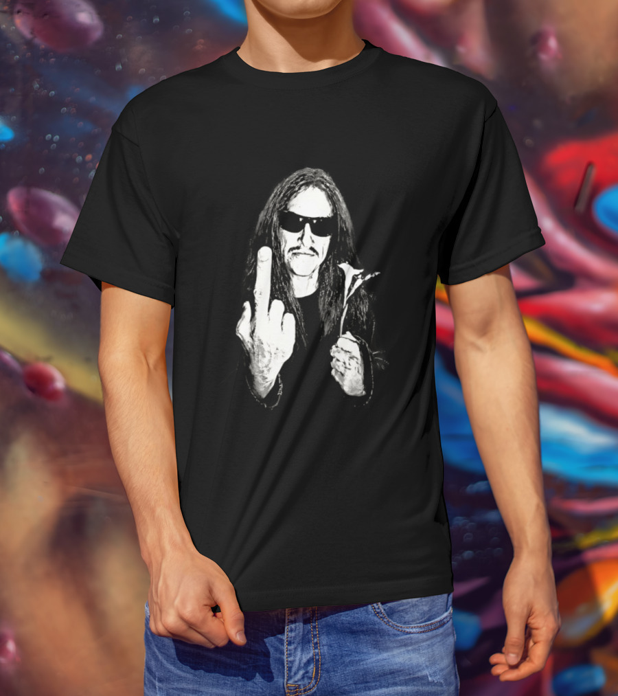 Cliff Burton Middle Finger Black And White Sunglasses Lily Flower T-Shirt