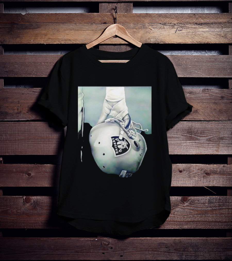 Las Vegas Raiders Football Helmet Hand Wrap Player Representation T-Shirt
