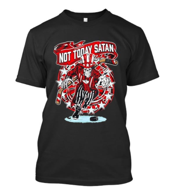 Not Today Satan Uncle Sam Skeleton Ice Hockey Player T-Shirt