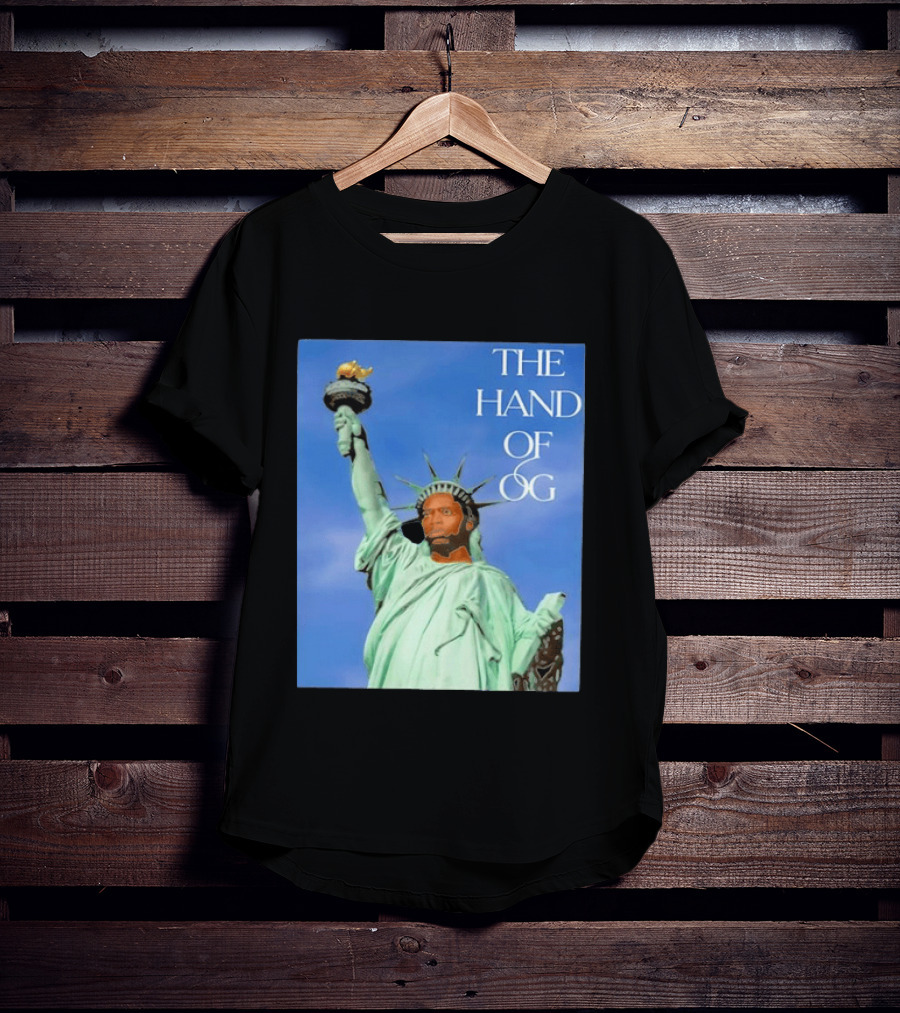OG Anunoby New York Knicks The Hand Of OG Statue Liberty Fusion T-Shirt