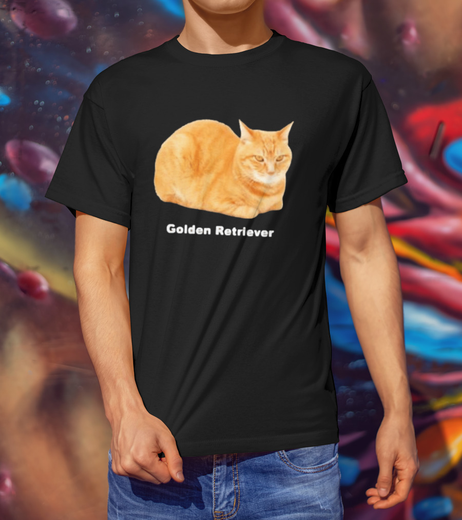 Orange Tabby Cat Golden Retriever Sarcastic Meme Humor T-Shirt
