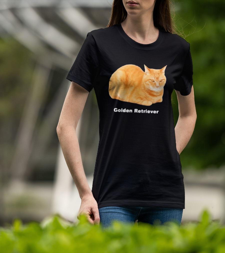 Orange Tabby Cat Golden Retriever Sarcastic Meme Humor T-Shirt