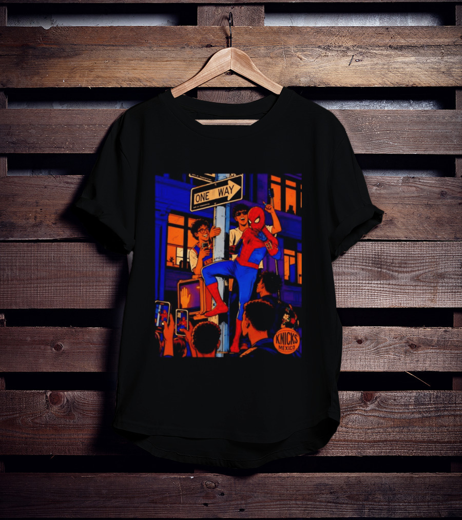 Spider Man One Way New York Knicks Mexico Dept Of Transportation T-Shirt