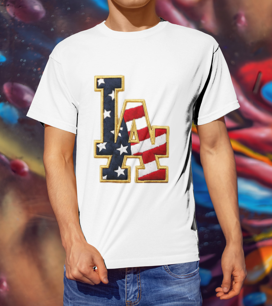 2026 Dodgers 4th Of July LA Stars Stripes T-Shirt
