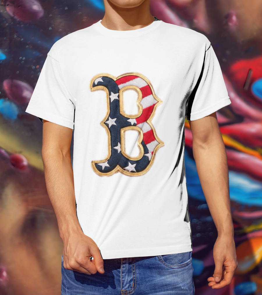2026 Red Sox Patriotic Stars And Stripes B Logo MLB Fourth Of July T-Shirt
