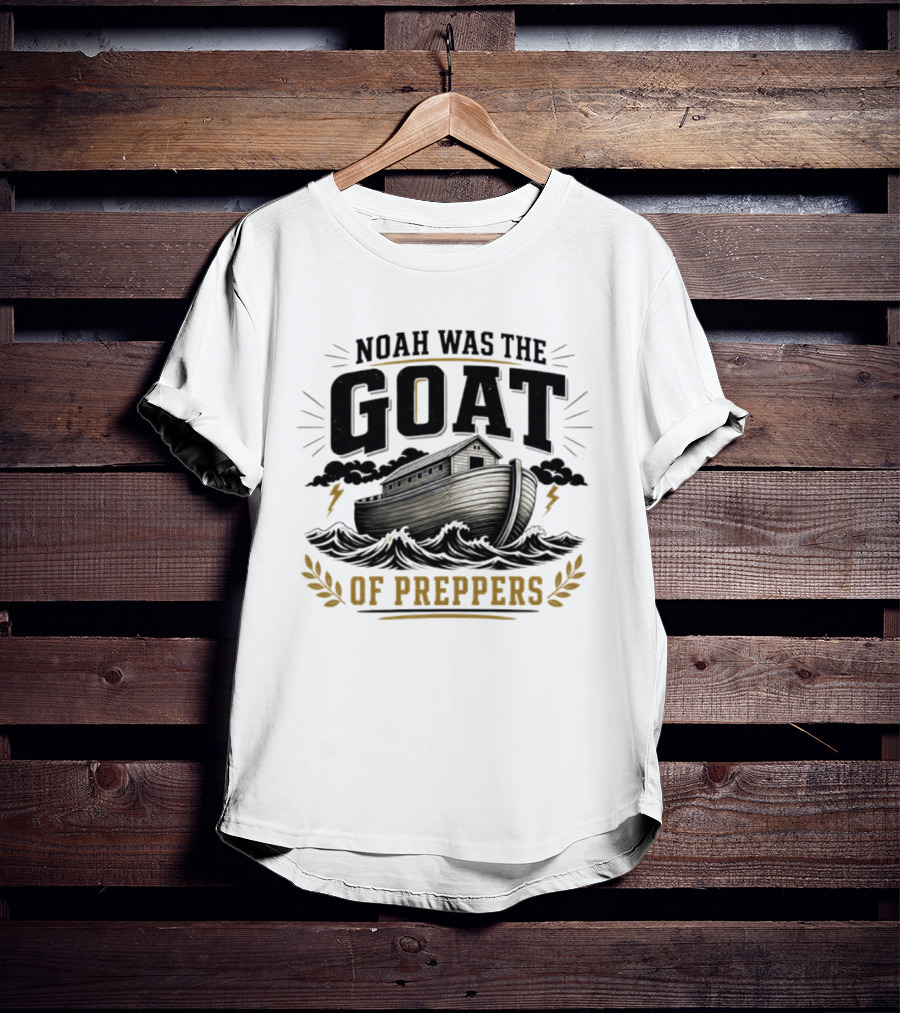 Noah Was The GOAT Of Preppers Ark Bible Survivalist Christian Religious T-Shirt
