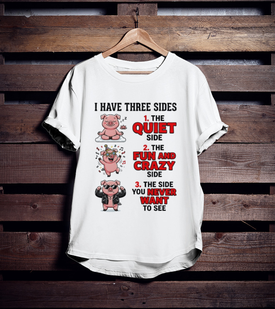 Pig I Have Three Sides Quiet Fun Crazy Never Want To See T-Shirt
