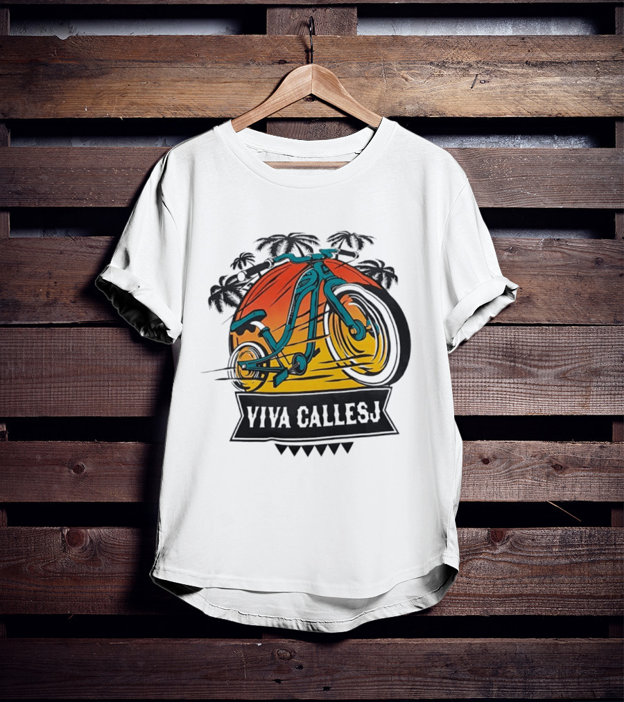 Viva CalleSJ San Jose Bike Tropical Palm Trees T-Shirt