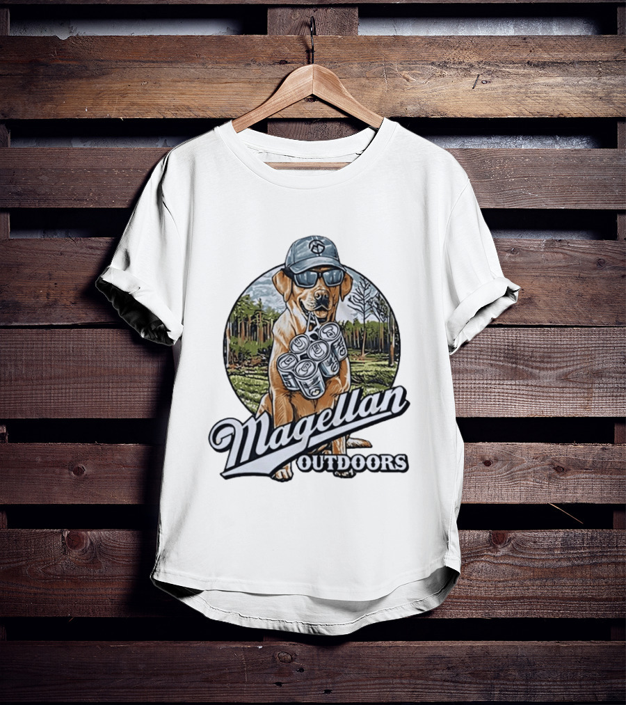 Magellan Outdoors Labrador Retriever With Six Pack In Forest Scene T-Shirt