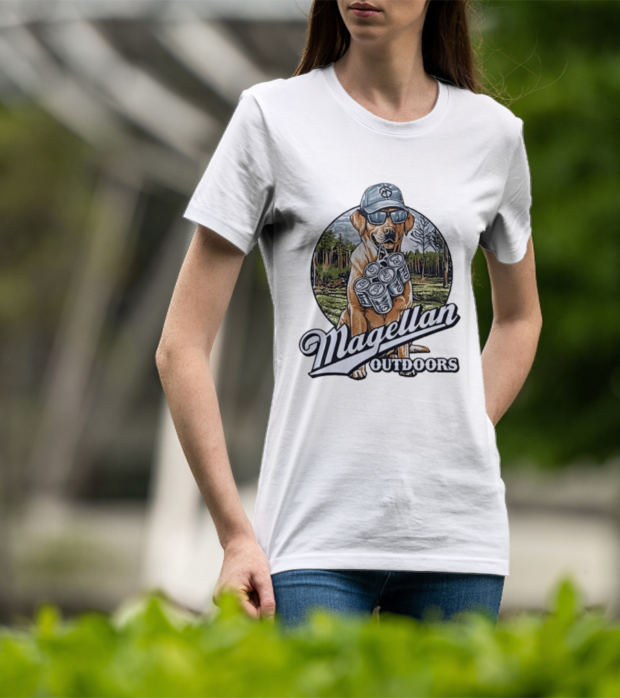 Magellan Outdoors Labrador Retriever With Six Pack In Forest Scene T-Shirt