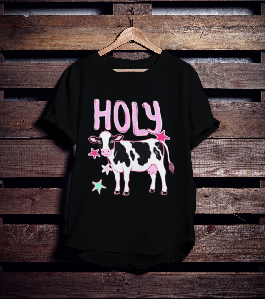 Holy Cow Pink Stars Farm Animal Lovers T-Shirt