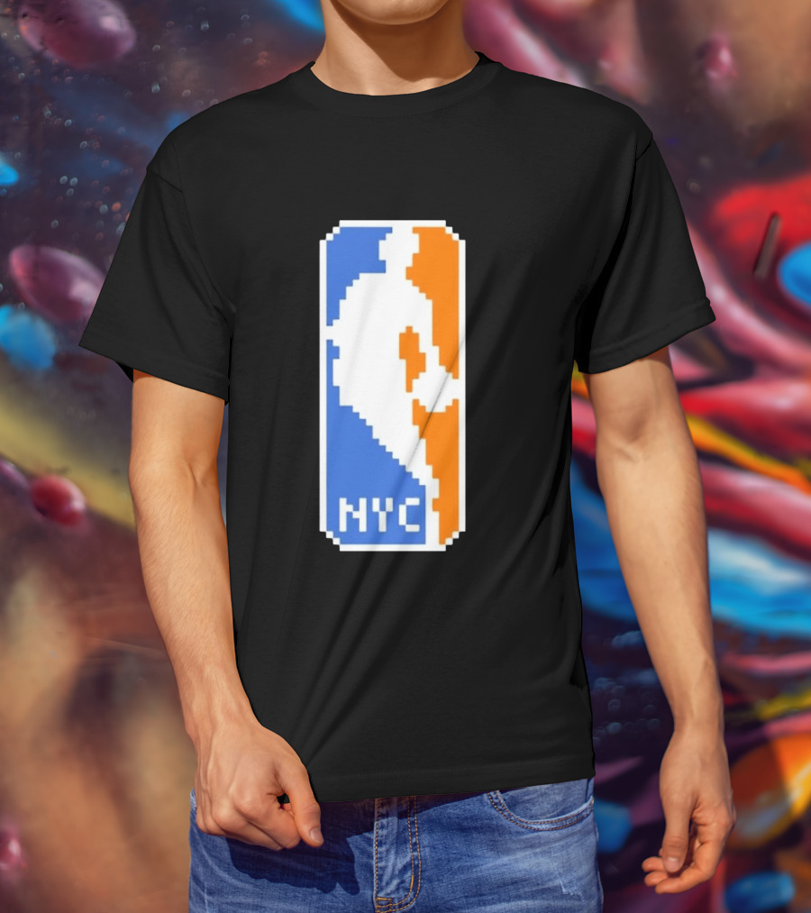 NYC NBA Pixel Logo Basketball T-Shirt