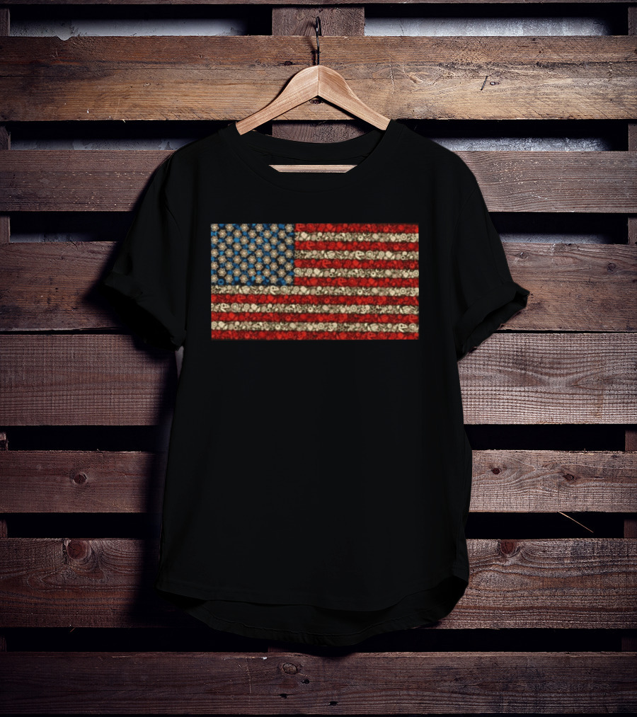 Science And Math American Flag With Molecular Structures And Atom T-Shirt