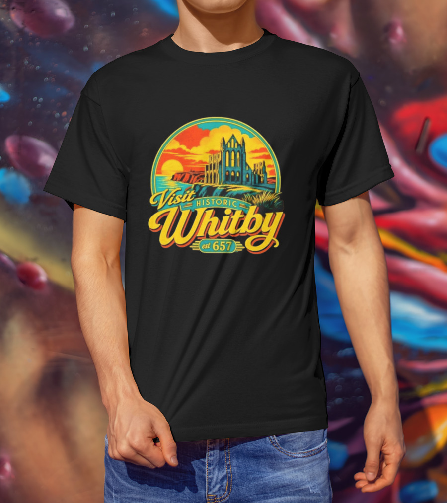 Visit Historic Whitby Abbey North Yorkshire England Est 657 T-Shirt