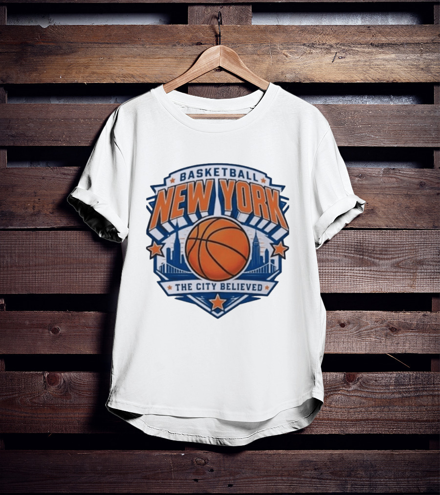 New York Basketball 2026 Champs The City Believed Skyline Basketball T-Shirt