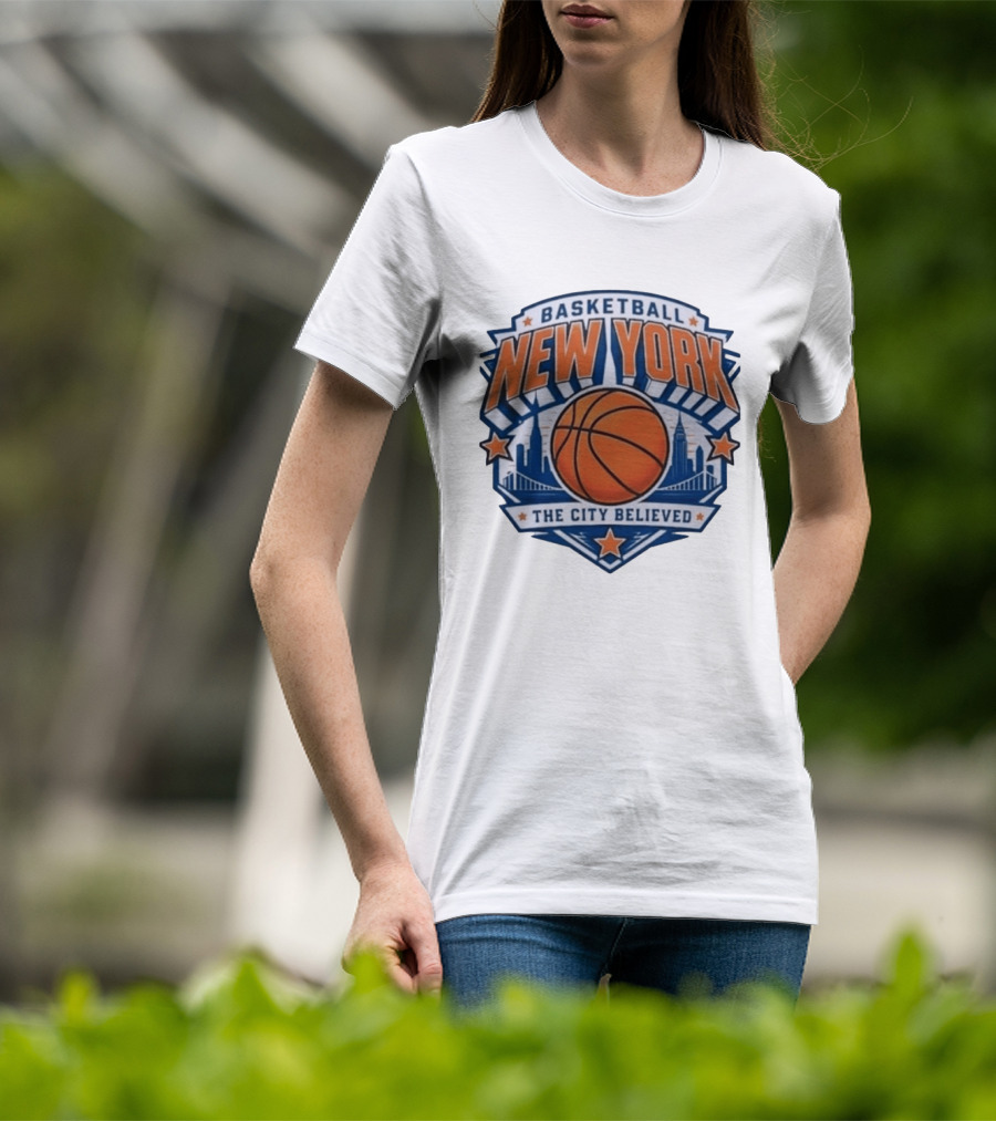 New York Basketball 2026 Champs The City Believed Skyline Basketball T-Shirt