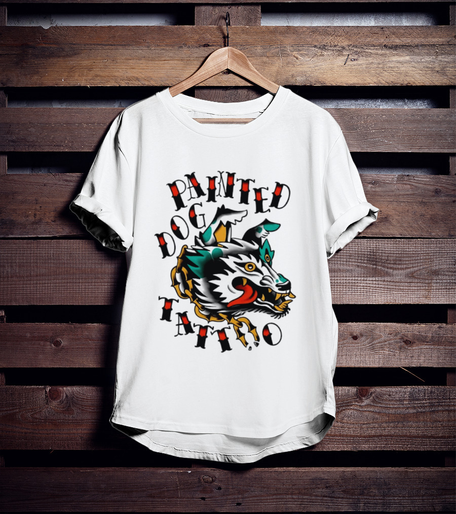 Painted Dog Tattoo Wild Canine Drawing T-Shirt