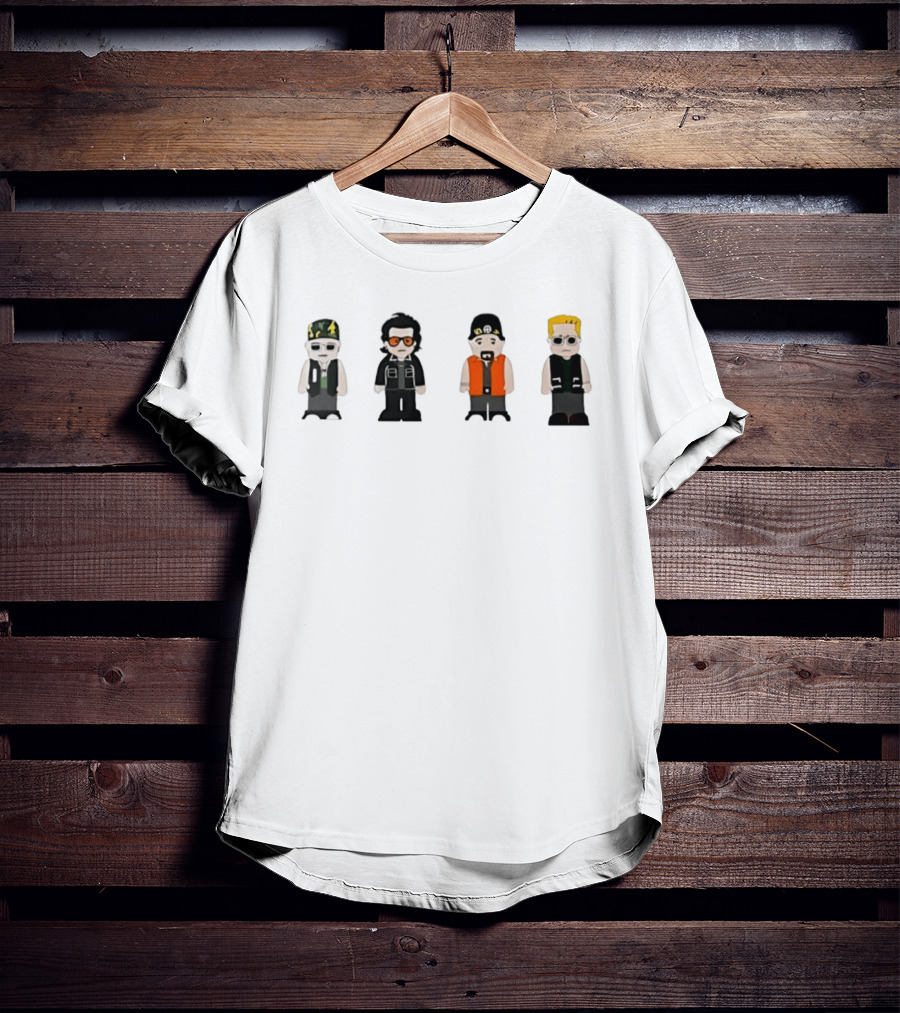 U2 Band Cartoon I Want To Run I Want To Hide I Wanna Tear Down The Walls Characters T-Shirt