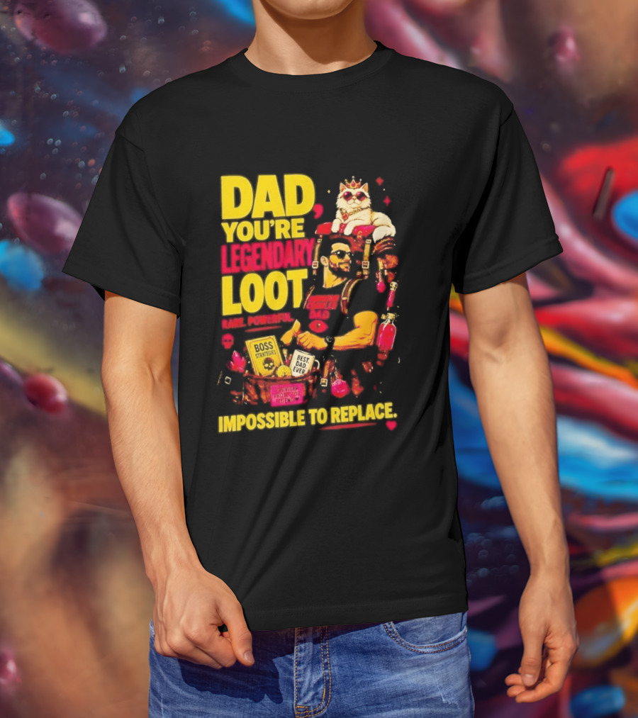 Dad You're Legendary Loot Boss Strategies Impossible To Replace Dungeon Crawler Carl T-Shirt