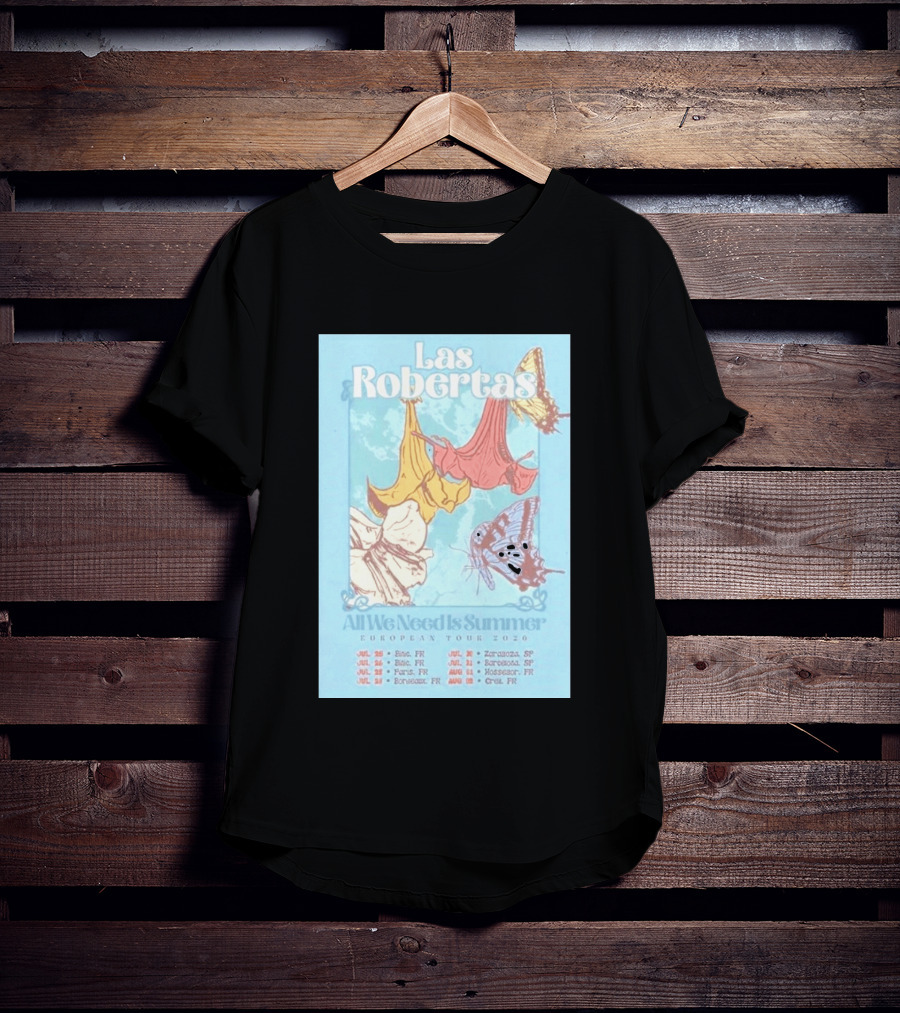 Las Robertas All We Need Is Summer European Tour 2026 Butterfly Floral T-Shirt