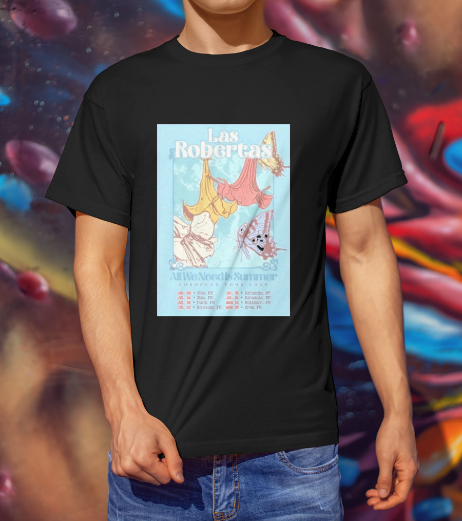 Las Robertas All We Need Is Summer European Tour 2026 Butterfly Floral T-Shirt