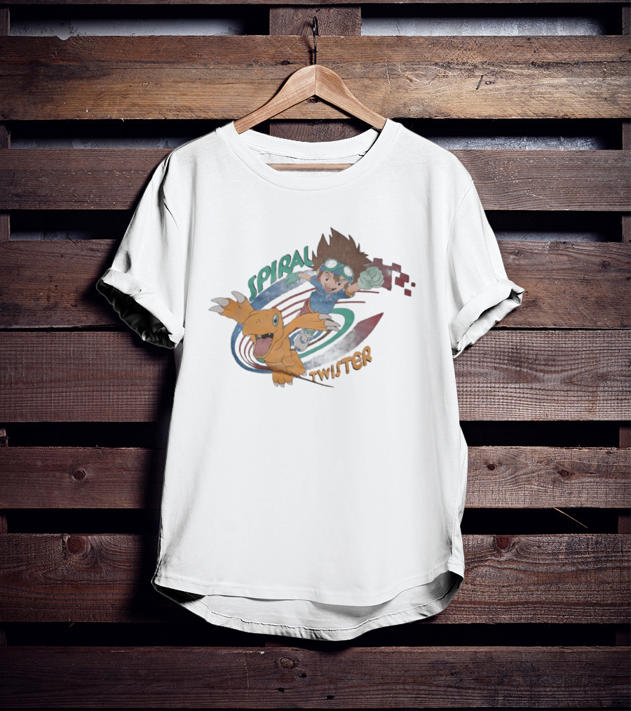 Spiral Twister Digimon Adventure Character Agumon And Taichi Anime Fan Favorite T-Shirt