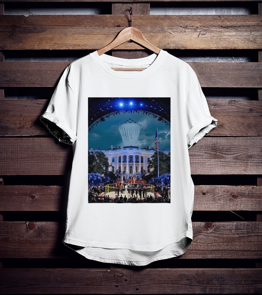 White House MMA Octagon Event Flyover American Flag Patriotic Display T-Shirt
