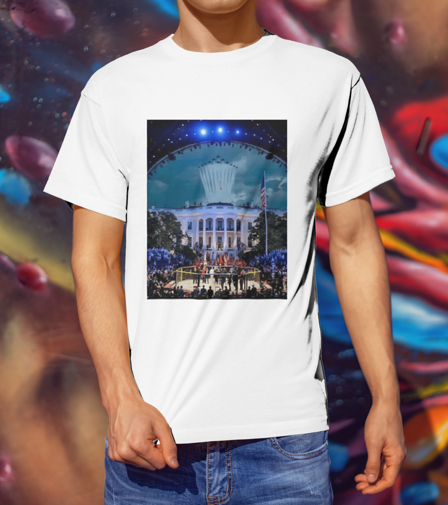 White House MMA Octagon Event Flyover American Flag Patriotic Display T-Shirt