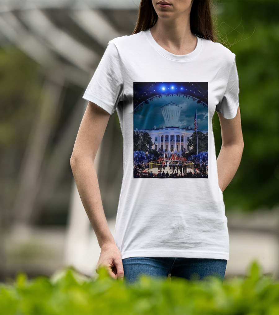 White House MMA Octagon Event Flyover American Flag Patriotic Display T-Shirt