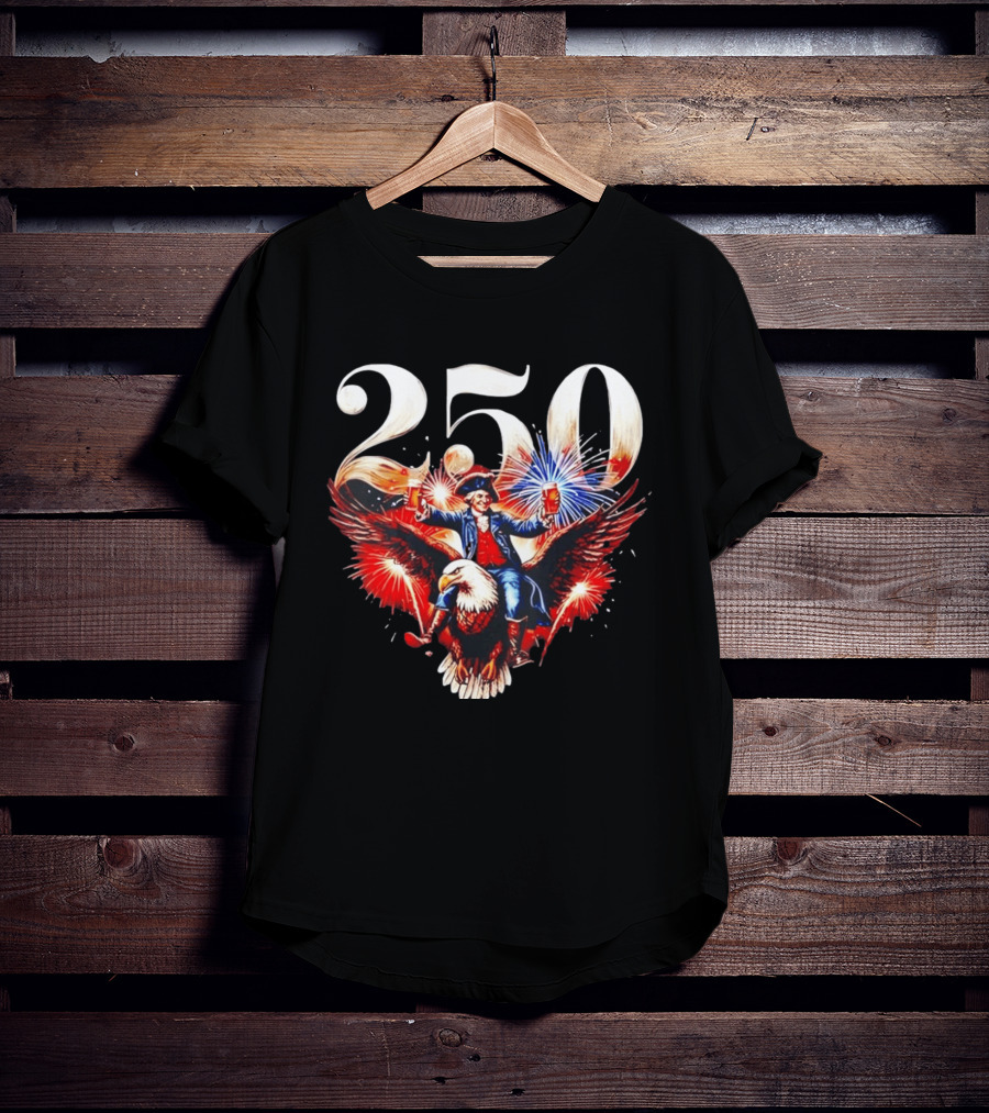 America 250 Founding Father Eagle Fireworks Beer 1776 Celebration T-Shirt