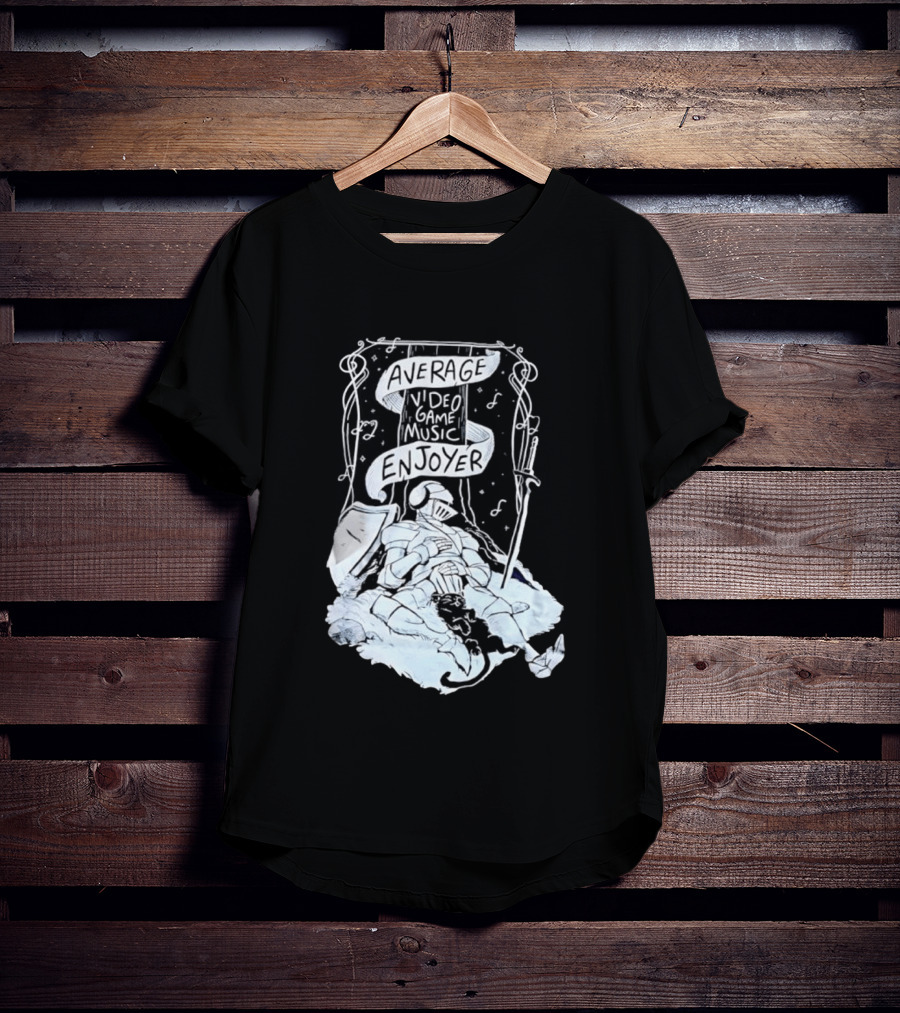 Average Video Game Music Enjoyer Knight Resting Under Stars With Cat T-Shirt