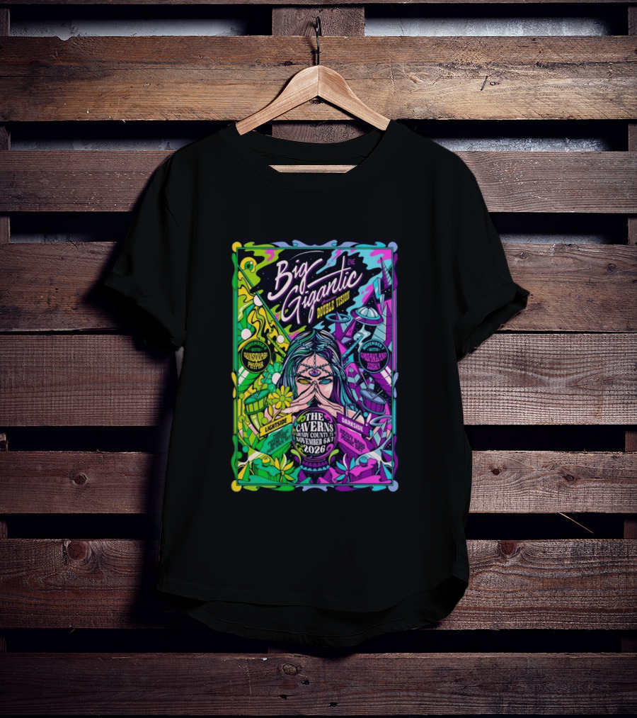 Big Gigantic Double Vision Live Nov 6 7 2026 The Caverns Pelham TN Sunsquabi Phyphr Smokeland Zoska T-Shirt
